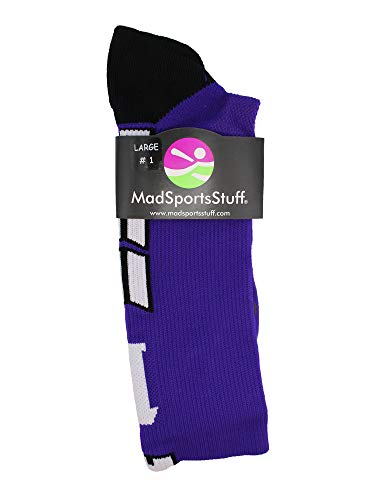 Dark Green & White Crew Length Jersey Number Socks by MadSportsStuff3