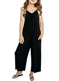 Sidefeel Loose Girl Spaghetti Romper Jumpsuit Sleeveless Long Overalls Set Size 10-11 Black