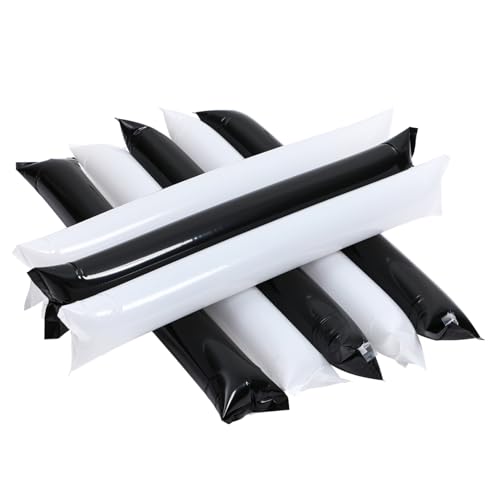 EPIGEIST 24pcs Inflatable Cheering Sticks Thickened Long Noise Makers for Sports Events Parties Concerts White Black