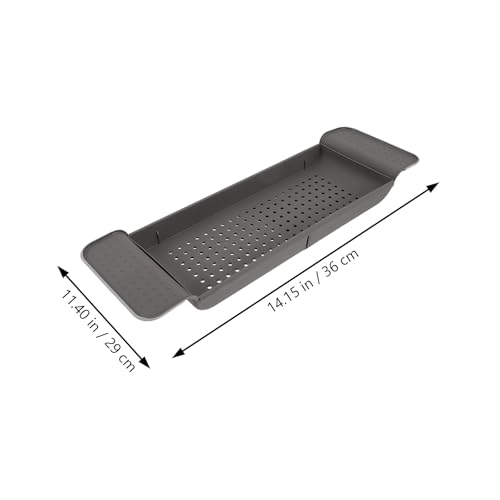 Plateau de bain extensible gris Abaodam en plastique PET avec support antidérapant réglable