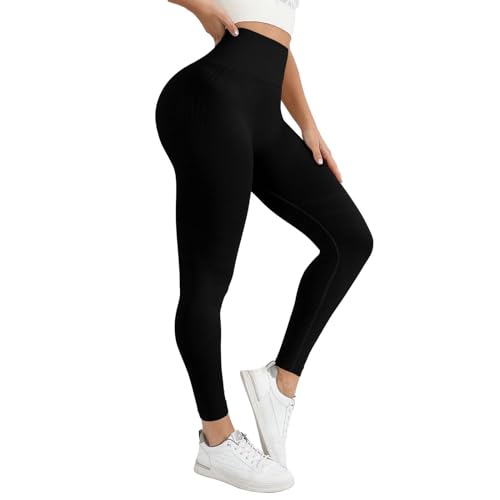 Generico Leggins Sportivi Donna Push Up Leggings Palestra Vita Alta Senza Cuciture Pantacollant Scrunch Butt Pantaloni Fitness Yoga Anticellulite Pantacollant Opaco Elastici Tuta Collant