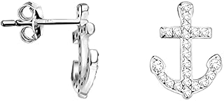 SOFIA MILANI - Women's Earrings 925 Silver - with Zirconia Stones - Anchor Stud Earrings - 20615