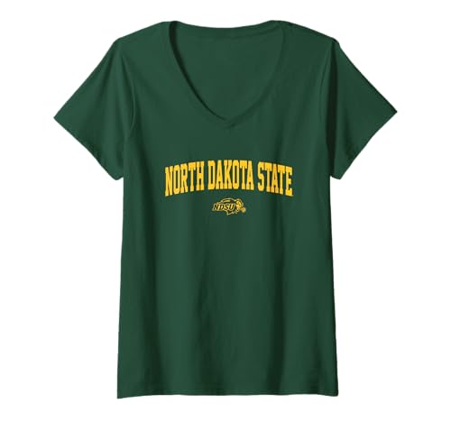 Womens North Dakota State University NDSU Bison One Color Arch Logo V-Neck T-Shirt