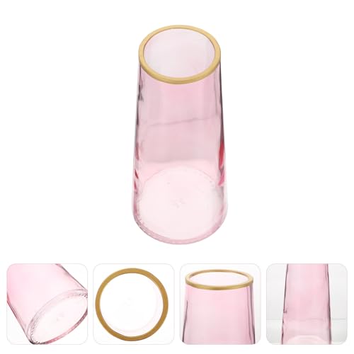 Jarrón de vidrio rosa con diseño simple y acabado premium pulido 8