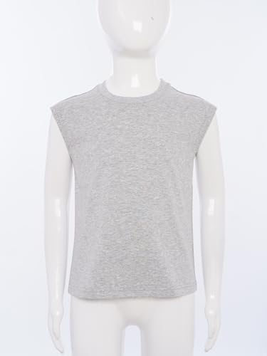 Kids Boys Solid Color Tank Top Casual Sleeveless T-Shirt for Exercise Gym Running Basketball Training Workout3