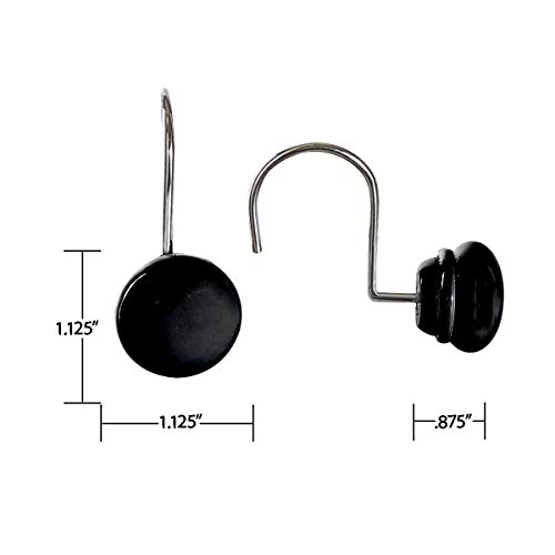 Image of Creative Scents Black Shower Curtain Hooks Decorative | Set of 12