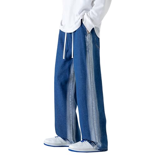 Baggy Jeans for Men Wide Leg Straight Fit Casual Streetwear Vintage Hip Hop Denim Pants Fashion Long Trousers