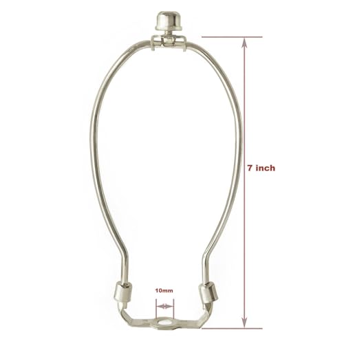 Image of GY & CK 7 Inch Lamp Harp for Table and Floor Lamps, Heavy Duty Lamp Shade Holder with Standard Harp Saddle and Lamp Finial Set (Nickel)