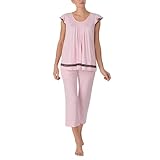 ELLEN TRACY Womens Pajama Top - Soft Stretch Jersey Short Sleeve Sleep Shirt Loungewear - Pink Dot, Large
