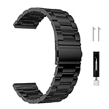 [JUSUTEK] 人気新登場 超軽量チタン製時計バンド ベルト 16/18/20/22mm選択可能,チタン合金金属腕時計交換用メタルベルト 防水 アレルギー防止 男女兼用 メンズ/レディース/クォーツ/機械式/スマートウォッチ適用 (ブラック, 22MM)