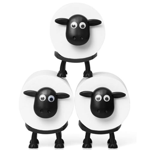 Wmzjnljy 3pcs Sheep Toilet Roll Holder Free Standing Set Funny Freestanding Bathroom Tissue Storage Stand Easy Assembly for Bathroom Shower Room Kitchen Bedroom(Z151-3)
