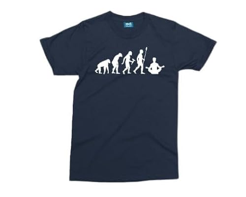 Yoga Instructor Evolution - Men - M - Navy - Funny Graphic T-Shirt - Man Ladies Tee Gift - Pilates Apparel Yogi Meditation Life Fashion Unisex