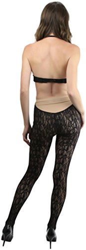 Image of ToBeInStyle Women's Bodystocking Crotchless Peek-A-Boo Fishnet Lace Bodysuit