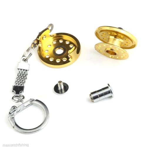 BESTYASH Miniature Fishing Reel Key Chain Keyring with Real Moving Parts Fun present for Fishing Enthusiasts for Keyring Collectors and Outdoor Lovers