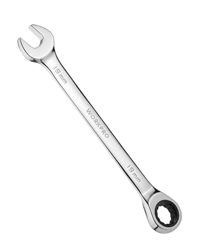 Image of WORKPRO 19 mm Ratcheting Combination Wrench, Mirror Polish Chrome Plating | Premium CR-V Steel, 72-Teeth, 12 Point Design, Metric, For Home Projects, Motorcycle Repair, Garage Work, Plumbing, Machinery