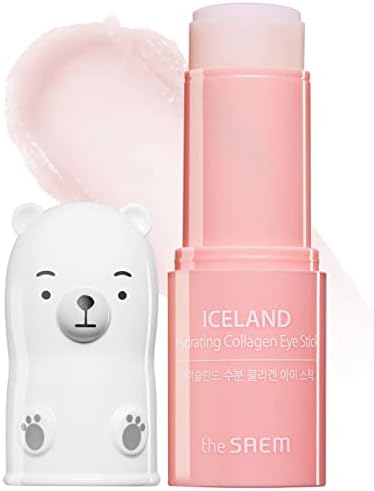 THESAEM Iceland Hydrating Collagen Eye Stick 0.24oz - Anti-wrinkle Moisturizing Eye Balm for Saggy Skin – Under Eye Treatment - Balm to Smooth Skin Texture - Rose Scent