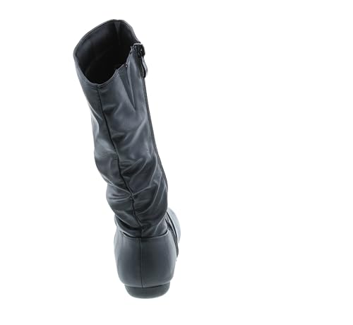 Link Girl's Mid-Calf Solid Color Flat Heel Slouch Boots4