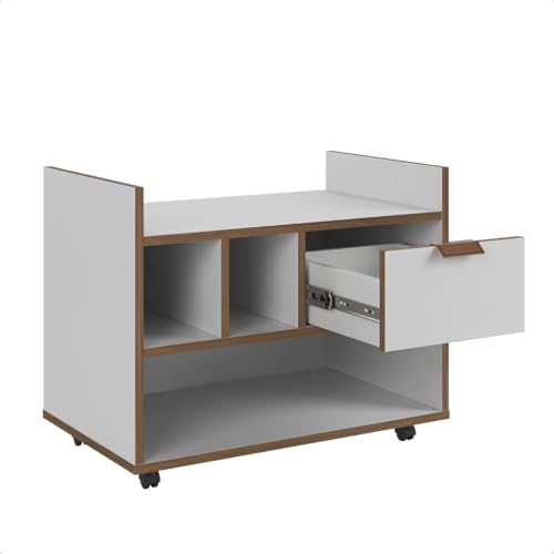 Gabinete para Banheiro Armário Com Rodízios Gavetas E Prateleiras Organizador Multiuso Compacto MDF