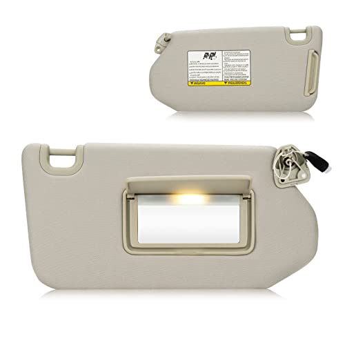 Sun Visor with Light for 2013-2018 Nissan Pathfinder, 2014-2017 Infiniti QX60, 2013 JX35, Right Passenger Side Beige Sunvisor Replacement 96400-9PB0A