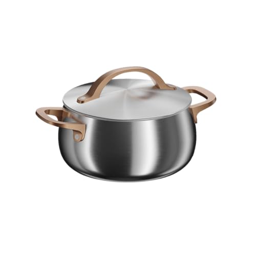 BergHOFF Home Casserole Rose Gold (20cm) – Casserole en acier inoxydable avec couvercle – Convient à toutes les plaques, y compris induction