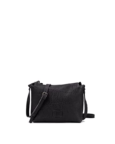 BIBA Bolso de Mujer de Cuero Genuino, Bolso Bandolera Leather Chester Texas CHR5L, Asa Larga, Cierre con Cremallera, Piel de Oveja Legítima, Color Negro