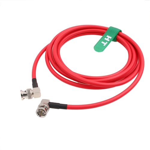 HangTon 12G 4K Raw SDI Coaxial Video Cable BNC to BNC Canare LV-61S 75 ohm for Canon Blackmagic Camera Monitor Flexible Shielded 1.5M Red Right Angle - Image 3