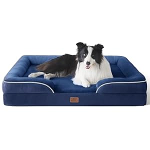 Bedsure Orthopedic Dog Bed for Large Dogs – Big Washable Dog Sofa Beds Large, Supportive Foam Pet Couch Bed with Removable Washable Cover, Waterproof Lining and Nonskid Bottom, Navy Blue