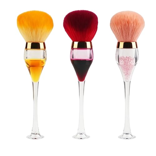 Cepillo para polvo de uñas en forma de copa de vino con fibra suave color champán líquido