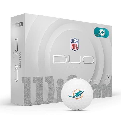 WILSON 2025 Duo Soft NFL Golf Ball - 12 Balls, White, Miami Dolphins
