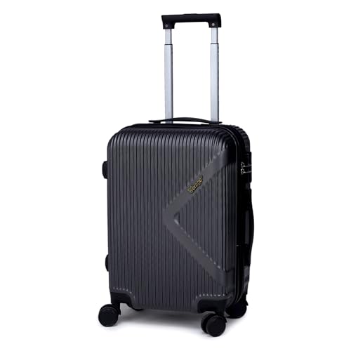Image of ACEPACK Brampton 56 cms Dark Grey Hard Sided Cabin Size Luggage Trolley Bag for Travel Suitcase with 8 Spinner Wheels for Men and Women,