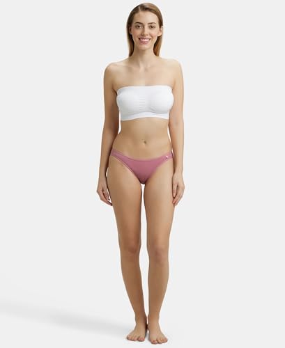Image of Jockey 1545 Women's Wirefree Padded Micro Touch Nylon Elastane Stretch Full Coverage Bandeau Bra with Removeable Pads and Detachable Transparent Straps