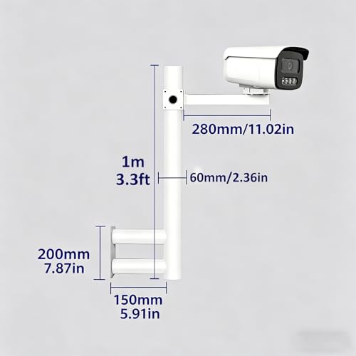 Support de caméra de surveillance en métal bras long rigide traité extérieur - 5
