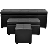 Tomostar 3 Sitzbank mit Stauraum, Truhe aus Kunstleder, Schwarz