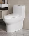 DeerValley Elongated One Piece Toilet, Dual Flush 0.8/1.28 GPF Toilet with Comfortable Seat Height, Powerful & Quiet Modern Standard Toilet for Bathroom, 10" Rough-In