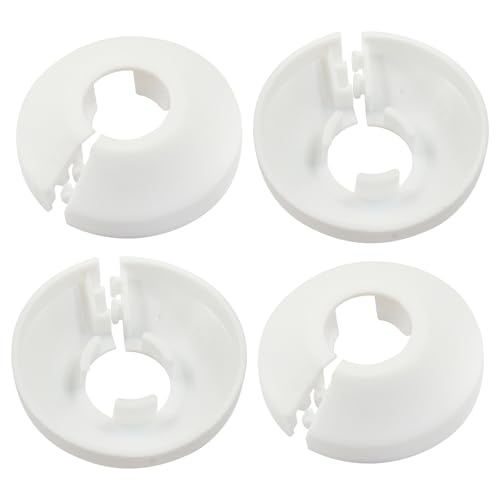 Marvexi 4PCS 1/2 Inch Outer Diameter Flange Water Pipe Cover Decoration, 16MM White PP Plastic Escutcheon Water Pipes Drain Line Cover for Wall Pipe Tube Decoration