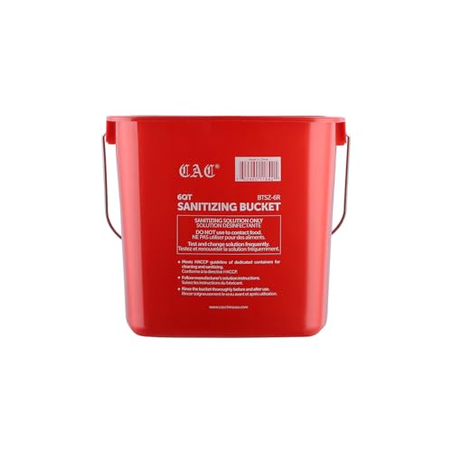 CAC Foodservice BTSZ-6R Red Sanitizing Bucket 6 Qt Instructions in English Spanish and French