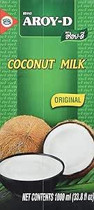 YIJIA | Aroy-D 1 litro - Leche de coco con E435 - Coconut Milk 100% Original (1 Botella)