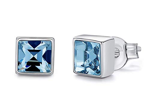 Boucles d'oreilles en argent 925 et cristal bleu pour femme
