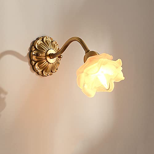 Aplique de pared de cobre y vidrio con diseño de flor francesa E14