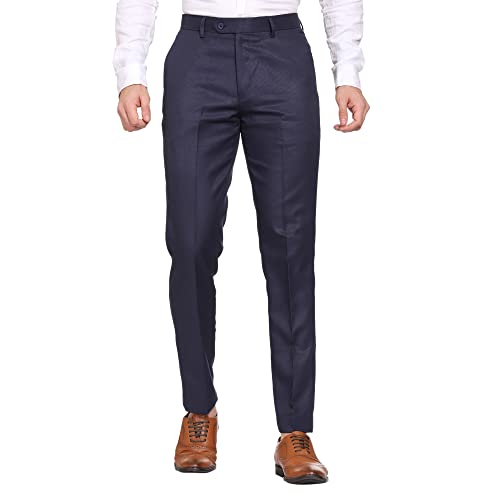 Image of MALENO Men's Diamond Textured Regular Fit Trouser | Soft and Breathable Fabric | Trousers for Office, Party