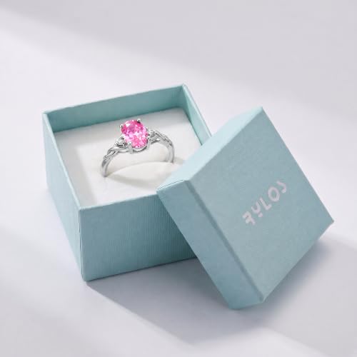 Image of Rylos Sterling Silver Classic Birthstone Ring - 7X5MM Oval Gemstone & Diamonds - Women's Jewelry, Sizes 5-10