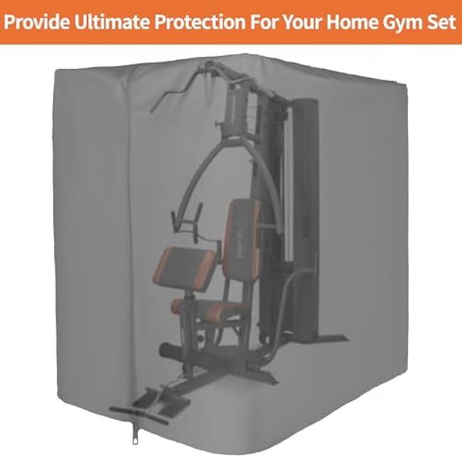 Protective Cover for Home Gym Set with Waterproof Zipper, 600D Oxford Waterproof& Dustproof Cover for Gym Station/Home Excersize Equipment Set- UV Resistant, Dustproof, 67L x 41.3W x 72.8H, Black
