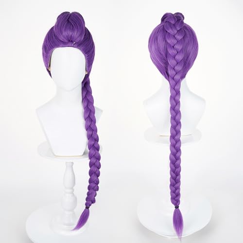 wiggy mermaid long purple braid wig for women purple base wig with braids ponytail clip  cap for stage party halloween costume cosplay