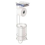 iDesign Weston Toilet Paper Holder Stand with Shelf, Satin