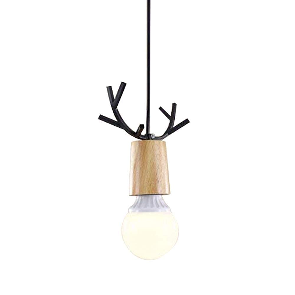 Lámparas colgantes de asta de estilo nórdico e iluminación ajustable de madera