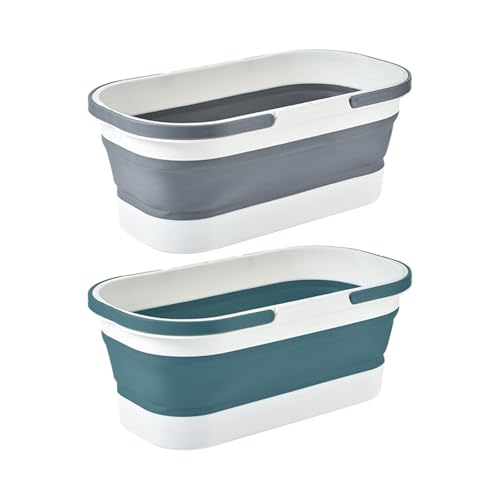 Panier à linge pliable avec roue gris : bac à laver nomade - 3
