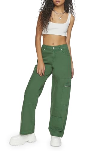 Forever 21 Women's Mid-Rise Denim Cargo Pants