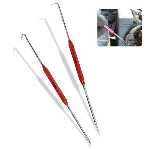 DACIRTY 2 PCS Hook & Pick Set - 45° & 90° Tip Marking Tool & Scribe Puller for O-Rings, Seals - Portable Dual Head Repair Tool with Non-Slip Handle - Ideal for Car & Truck Disassembly (Red)