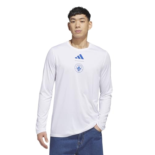 adidas Men's Long Sleeve, White/Cf Montreal, X-Large