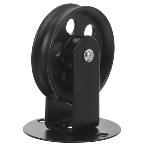 Mobestech Iron Ceiling Pulley Wheel for Pendant Lights Hanging Lamp Pulley Accessory DIY Lighting Fixture Black Wire Rope Lifting Tool